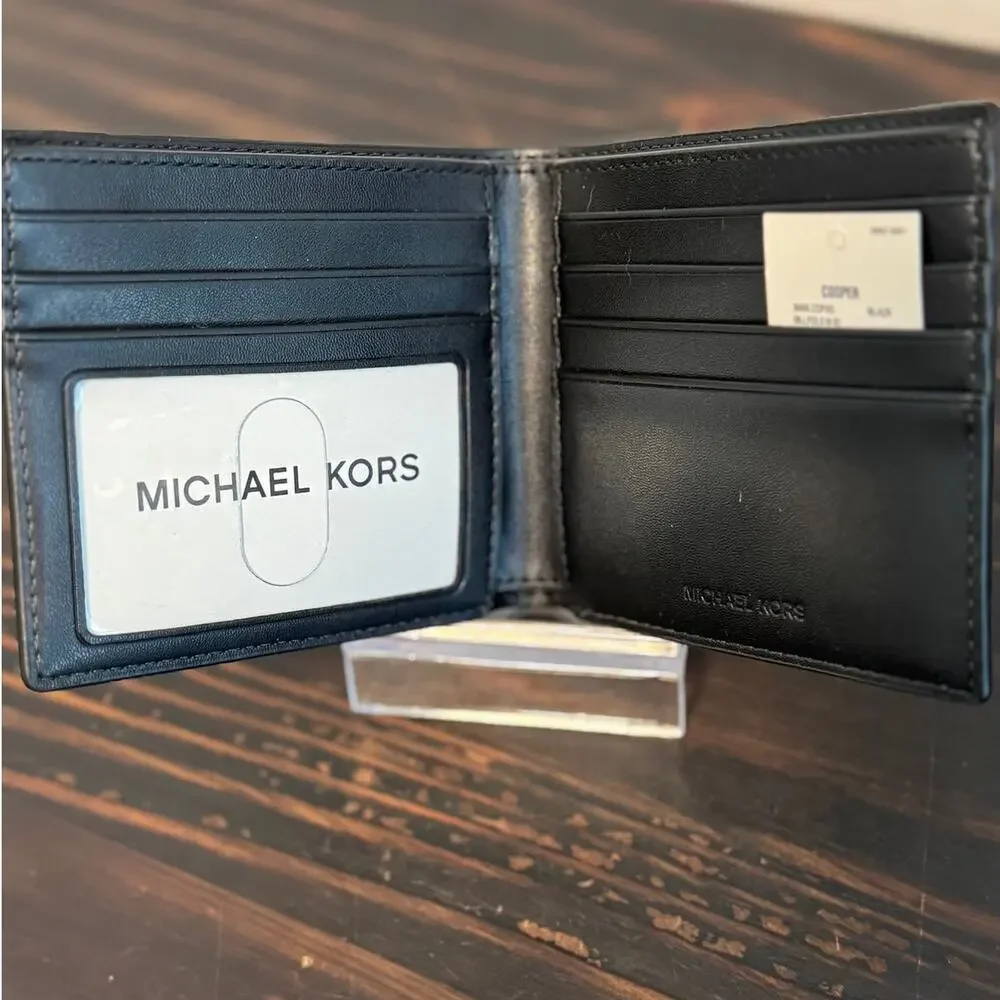 Michael Kors Cooper Black to White Ombre Logo Bi-Fold Wallet